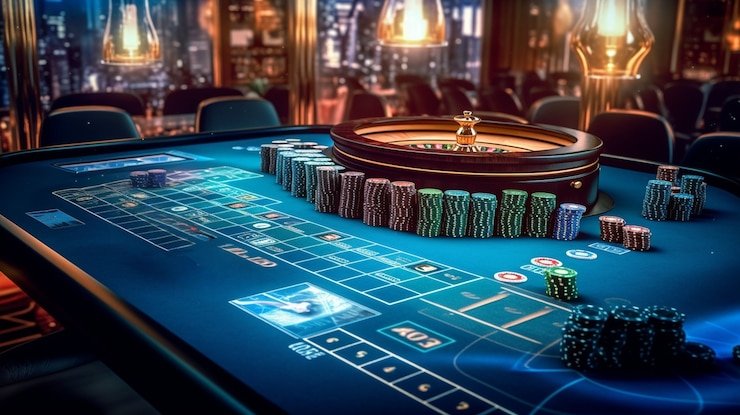Tampilan meja blackjack langsung dengan dealer